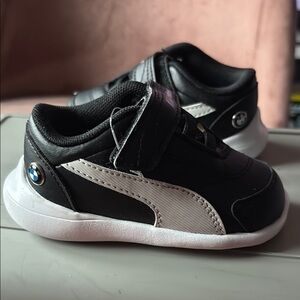 Puma Black and White Sneakers with Suede Finish